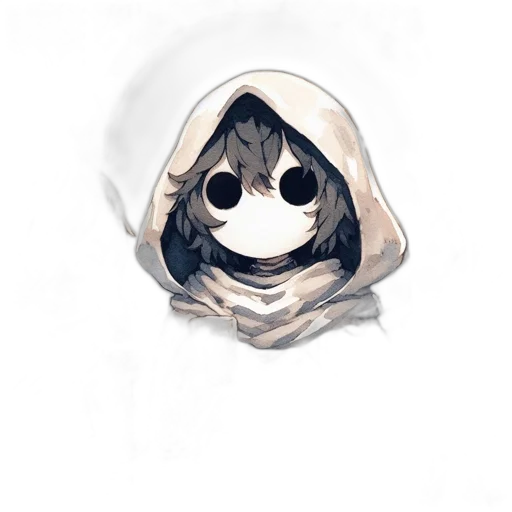 mask, face, jacket, creature, watercolor, concept art, pixel art, anime transparent PNG cut-out