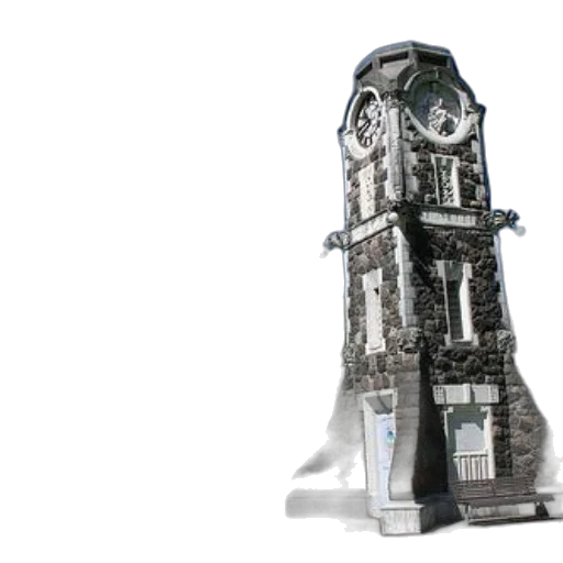 robot, 3d render, concept art, outer space, stone, clock, tower, stands transparent PNG cut-out