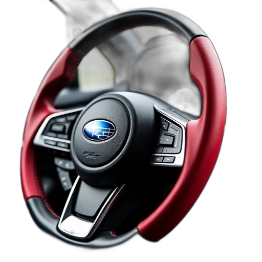 car, face, photorealistic, 3d render, close-up, steering, wheel, red transparent PNG cut-out