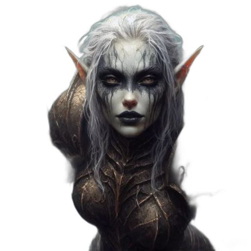 fantasy art, concept art, comic book art, pixel art, dark, fantastical, elven, character transparent PNG cut-out