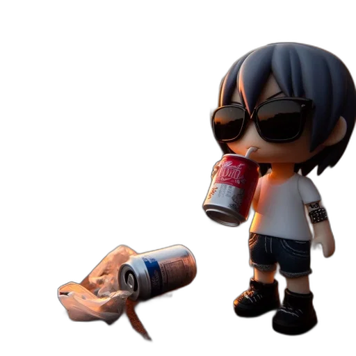 bottle, food, creature, weapon, 3d render, concept art, cyberpunk, cartoon transparent PNG cut-out