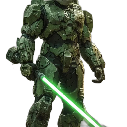 robot, weapon, staff, concept art, 3d render, comic book art, pixel art, green transparent PNG cut-out