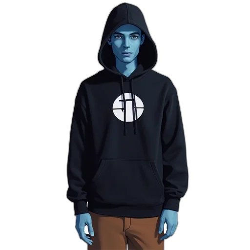 jacket, concept art, 3d render, pixel art, fantasy art, blue, dark, digital transparent PNG cut-out