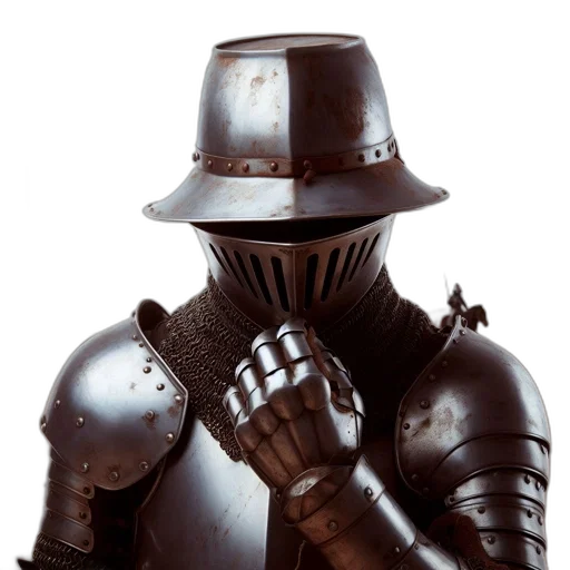 robot, hat, mask, sword, 3d render, concept art, photorealistic, fantasy art transparent PNG cut-out