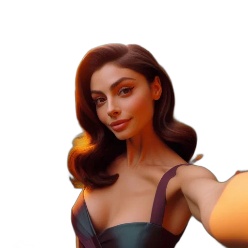 concept art, fantasy art, cartoon, comic book art, golden, woman, takes, selfie transparent PNG cut-out