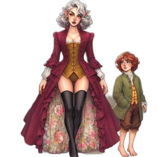 dress, concept art, fantasy art, pixel art, watercolor, earth tones, dark, red transparent PNG cut-out