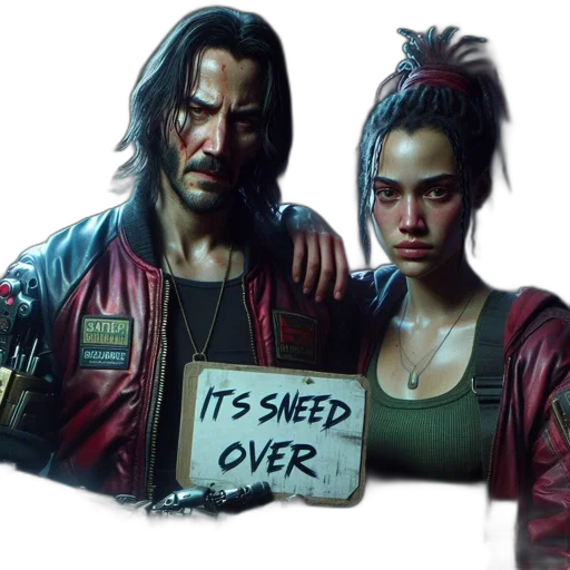 jacket, concept art, cyberpunk, comic book art, two, individuals, stand, closely transparent PNG cut-out