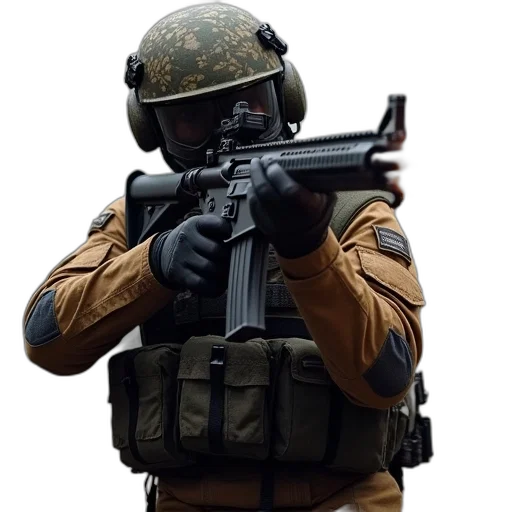 weapon, staff, jacket, mask transparent PNG cut-out