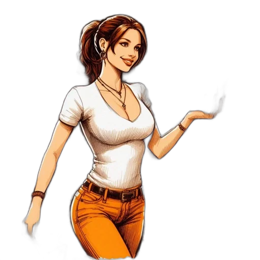 staff, concept art, comic book art, pixel art, fantasy art, earth tones, woman, wearing transparent PNG cut-out