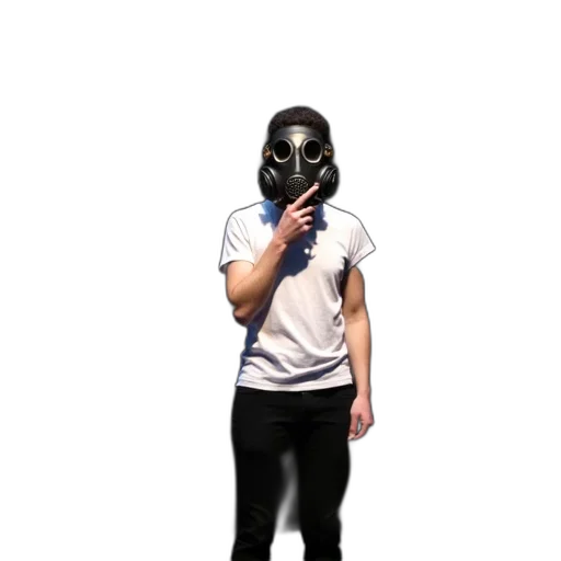 mask, robot, weapon, staff, concept art, 3d render, photorealistic, cyberpunk transparent PNG cut-out