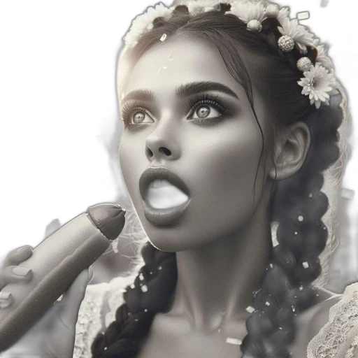 face, jewelry, photorealistic, fantasy art, concept art, 3d render, monochrome, young transparent PNG cut-out