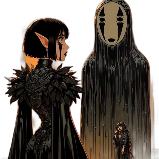 mask, creature, concept art, comic book art, fantasy art, fire, dark, earth tones transparent PNG cut-out