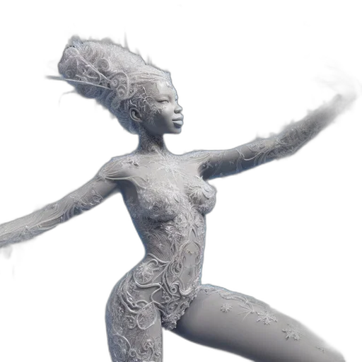 concept art, 3d render, fantasy art, photorealistic, underwater, fire, icy, figure transparent PNG cut-out
