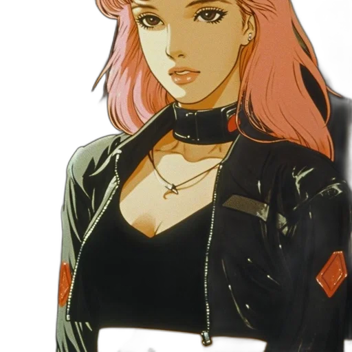 jacket, face, weapon, concept art, cyberpunk, vaporwave, comic book art, red transparent PNG cut-out