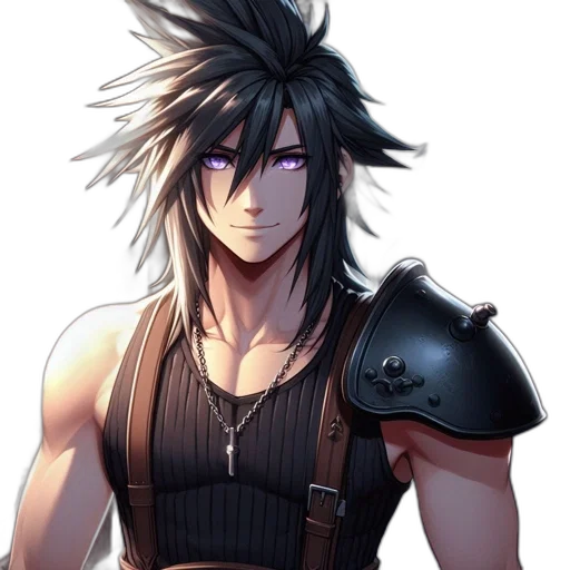 staff, sword, hair, fantasy art, concept art, pixel art, anime, dark transparent PNG cut-out