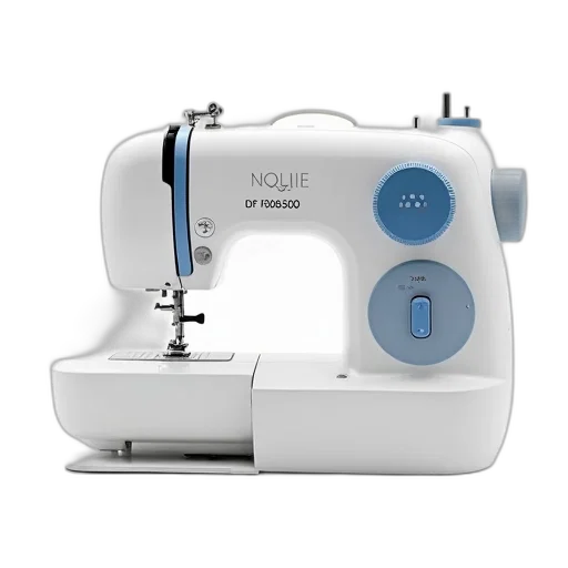 robot, white, sewing, machine, blue, circular, knob, left transparent PNG cut-out
