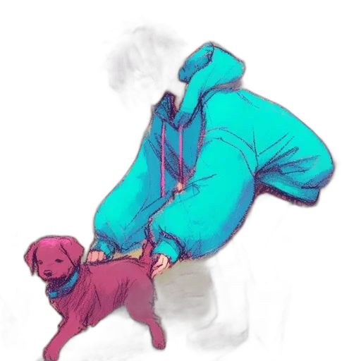 jacket, creature, staff, animal, concept art, vaporwave, watercolor, cyberpunk transparent PNG cut-out