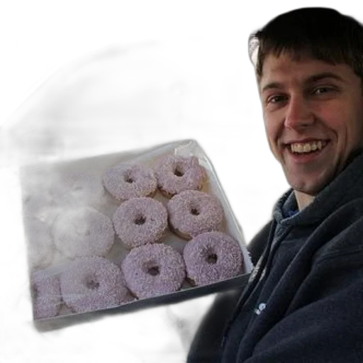 food, man, holds, box, pink, doughnuts, homer, simpson transparent PNG cut-out