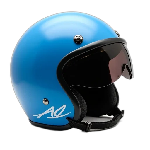photorealistic, blue, helmet, black, visor, white, logo, side transparent PNG cut-out