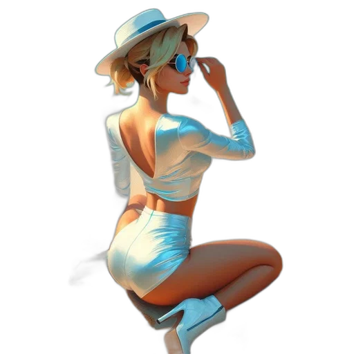 hat, dress, staff, concept art, 3d render, photorealistic, pixel art, neon lights transparent PNG cut-out