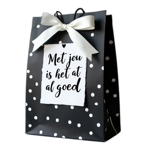 jewelry, dress, black, gift, bag, white, label, reads transparent PNG cut-out