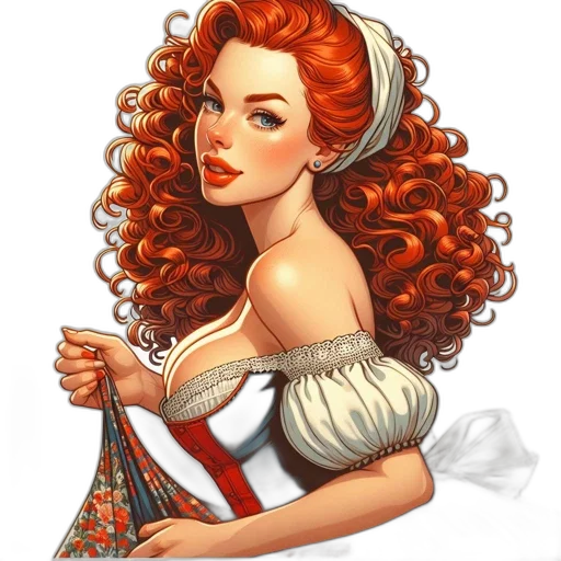 dress, jewelry, crown, fantasy art, comic book art, photorealistic, cartoon, red transparent PNG cut-out