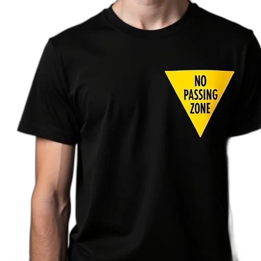 man, wearing, black, t-shirt, yellow, triangle, left, side transparent PNG cut-out