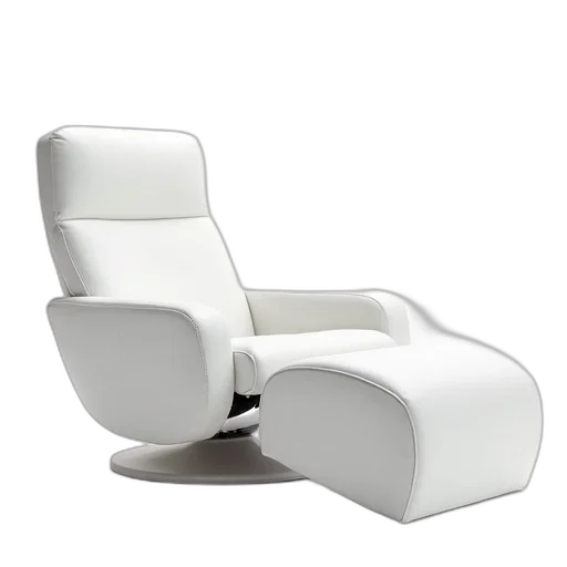 furniture, 3d render, photorealistic, sleek, modern, white, recliner, matching transparent PNG cut-out