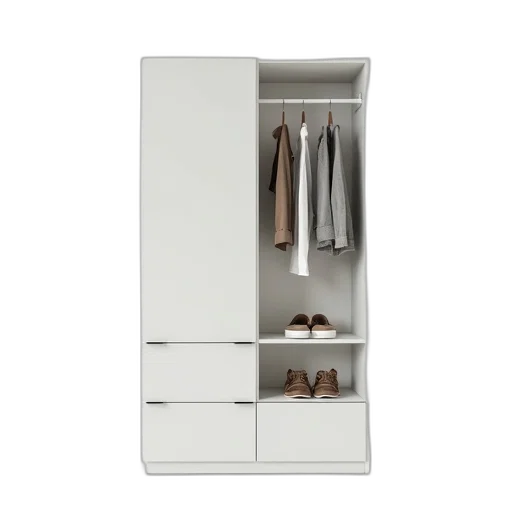 furniture, shoes, 3d render, earth tones, monochrome, minimalist, white, wardrobe transparent PNG cut-out