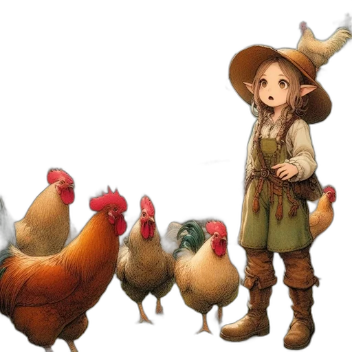 animal, hat, food, concept art, fantasy art, pixel art, 3d render, earth tones transparent PNG cut-out