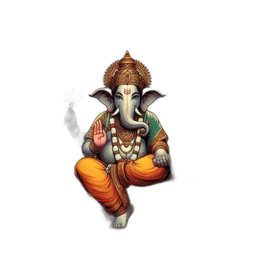 staff, pixel art, concept art, fantasy art, pencil sketch, lord, ganesha, dressed transparent PNG cut-out