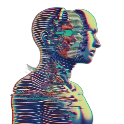 robot, face, mask, dress, cyberpunk, vaporwave, 3d render, pixel art transparent PNG cut-out