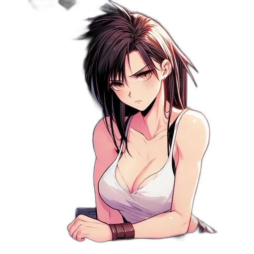 staff, weapon, hair, anime, pixel art, concept art, cartoon, dark transparent PNG cut-out