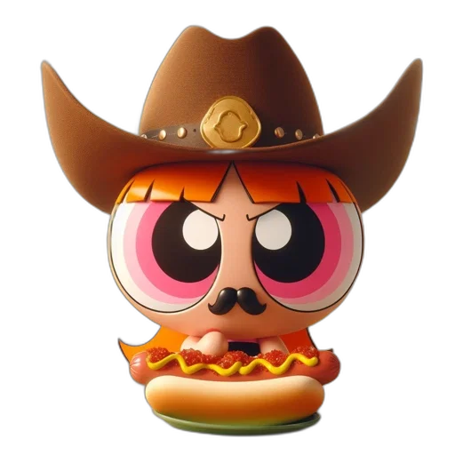 food, hat, 3d render, concept art, animated, figure, powerpuff, girls transparent PNG cut-out