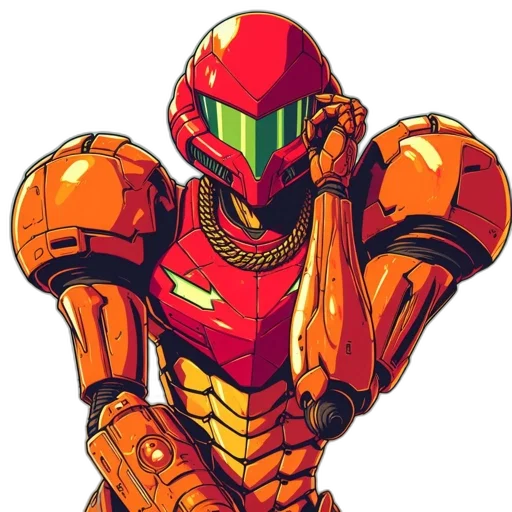 robot, animal, pixel art, concept art, anime, 3d render, red, golden transparent PNG cut-out