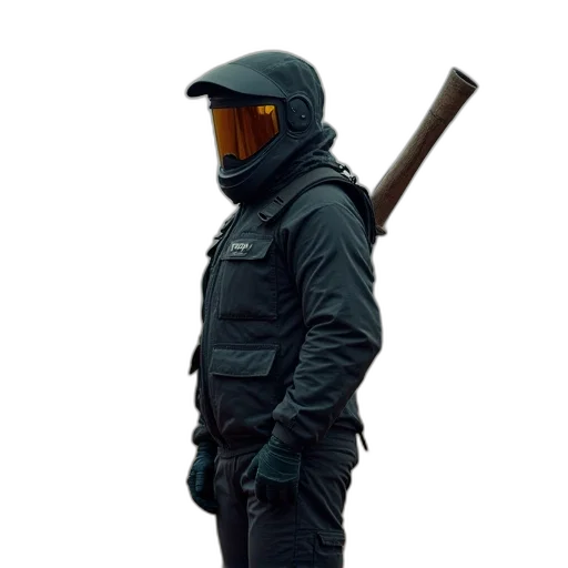 staff, jacket, weapon, mask transparent PNG cut-out