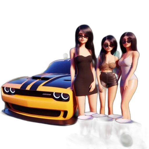car, 3d render, concept art, photorealistic, cartoon, festive, outdoor, gathering transparent PNG cut-out
