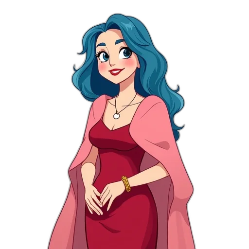 dress, jewelry, crown, cartoon, concept art, fantasy art, pixel art, red transparent PNG cut-out