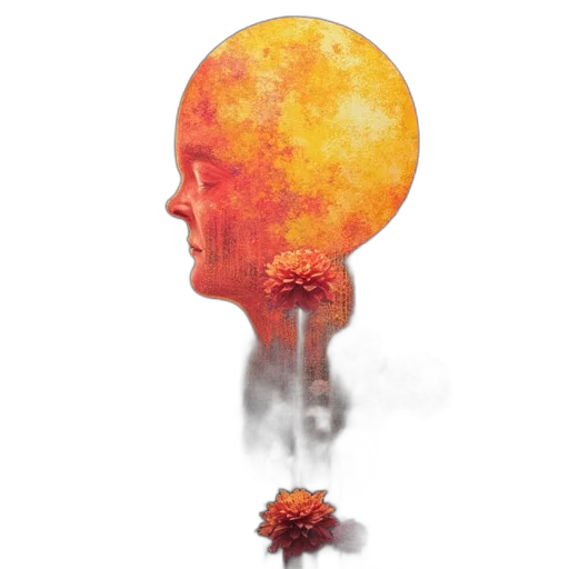 mask, flower, face, crown, concept art, watercolor, photorealistic, outer space transparent PNG cut-out