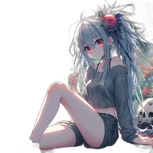 flower, dress, weapon, creature, anime, pixel art, fantasy art, concept art transparent PNG cut-out