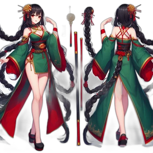 staff, concept art, fantasy art, pixel art, anime, red, green, dark transparent PNG cut-out
