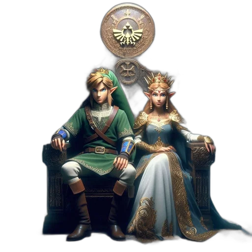 crown, concept art, fantasy art, pixel art, 3d render, golden, two, royal transparent PNG cut-out