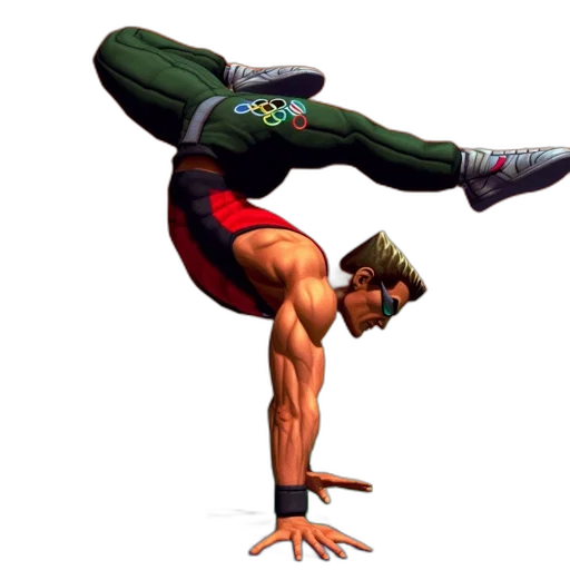 concept art, pixel art, photorealistic, 3d render, athletic, man, performs, handstand transparent PNG cut-out