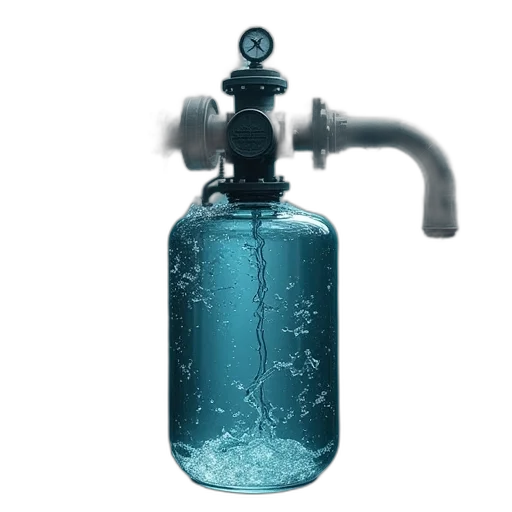 bottle, 3d render, photorealistic, concept art, underwater, blue, water, filtrator transparent PNG cut-out