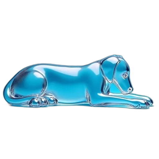 bottle, animal, photorealistic, 3d render, blue, clear, glass, sculpture transparent PNG cut-out