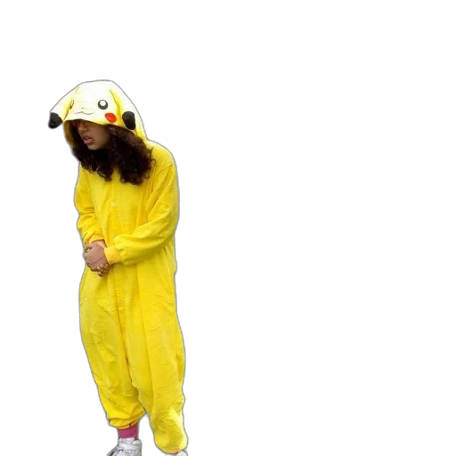 dress, hat, jacket, creature, person, pikachu, costume, stands transparent PNG cut-out
