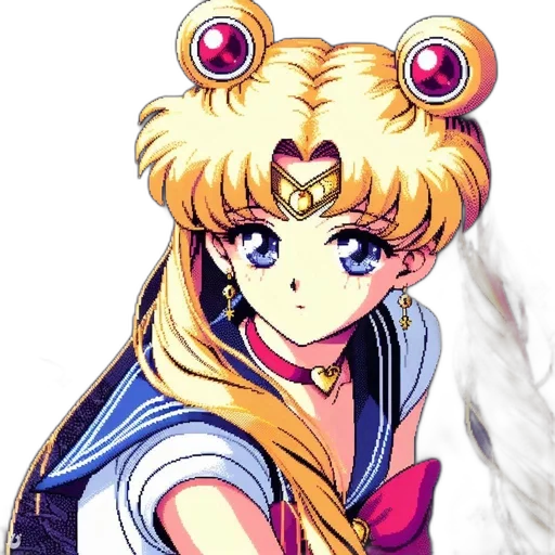 crown, staff, face, mask, anime, pixel art, vaporwave, cartoon transparent PNG cut-out