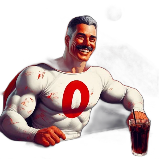 bottle, concept art, comic book art, fantasy art, photorealistic, muscular, hero, wears transparent PNG cut-out