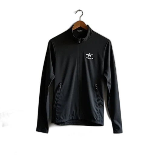 jacket, black, trek, cycling, hanging, wall, next, bicycle transparent PNG cut-out