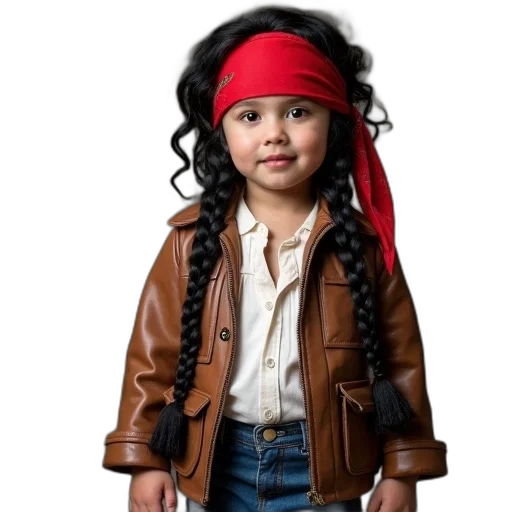 jacket, photorealistic, young, child, dressed, pirate, costume, red transparent PNG cut-out